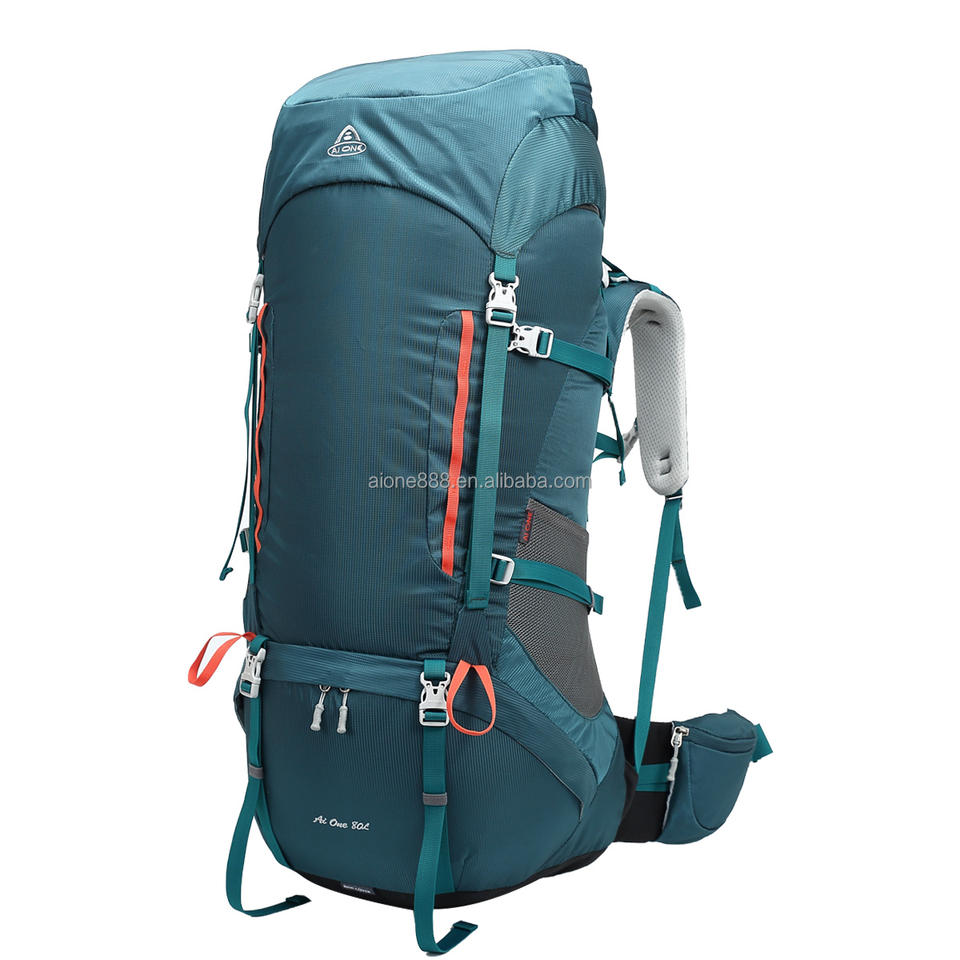 Ba lô Molle dã ngoại 80L tùy chỉnh cỡ lớn cho leo núi, cắm trại, du lịch - Chống thấm nước, có lớp lót polyester và khóa nắp đậy.