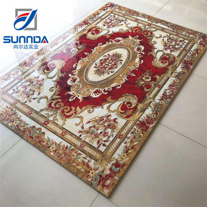 Gạch lát nền hoa văn cây cối tráng men pha lê vàng bạc phát sáng Foshan