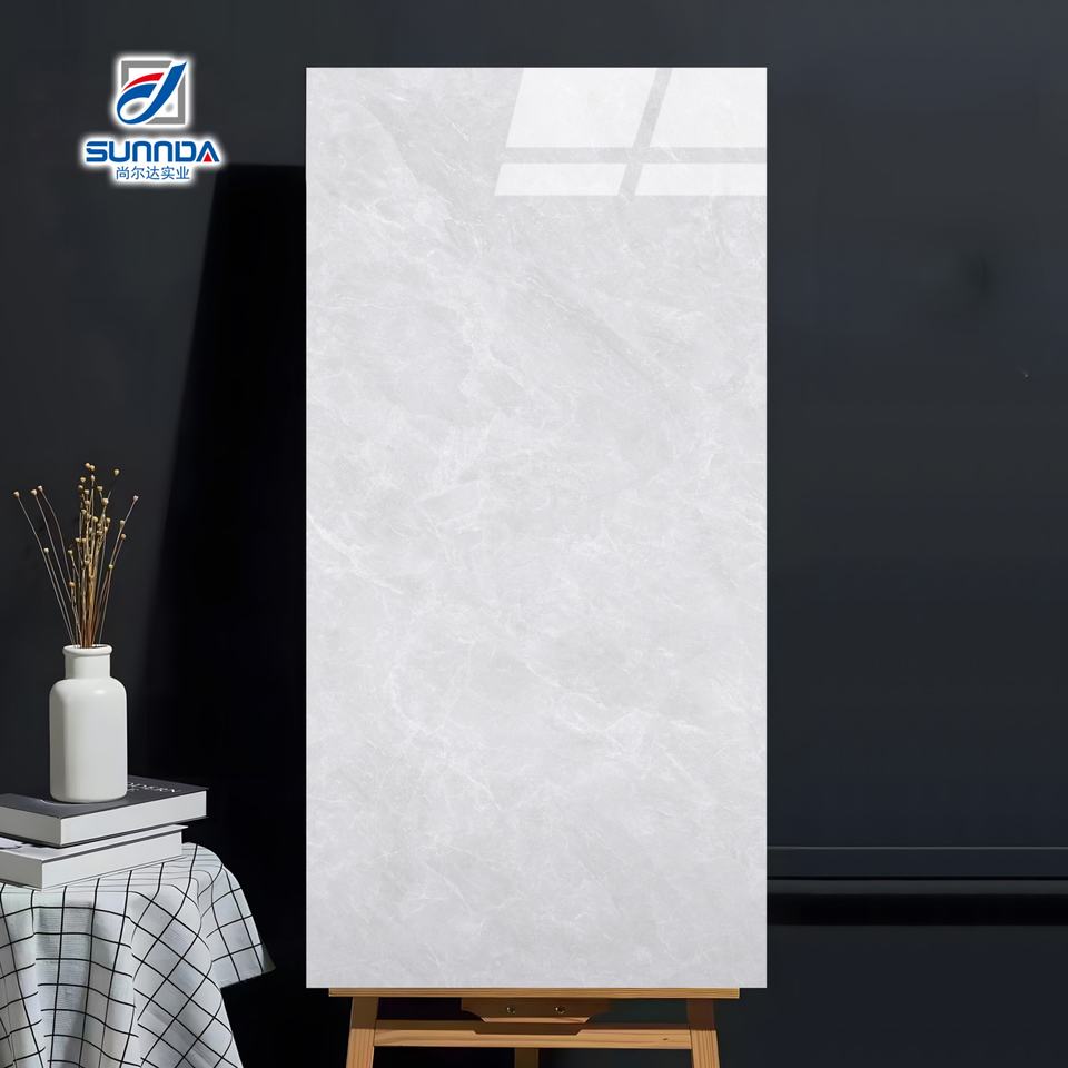 Gạch men lát tường và sàn nhà bếp/phòng tắm vân đá cẩm thạch Calacatta bóng mượt 600x1200mm