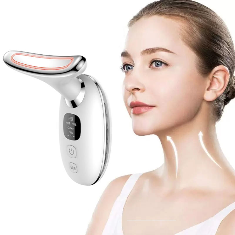 Thiết bị nâng cơ và mát xa da mặt & cổ điện tử EMS thông minh vi dòng dùng tại nhà, có nhiệt, chăm sóc sắc đẹp và vai