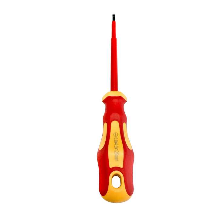Tuốc nơ vít cách điện VDE 1000V, cán mềm hai màu, đầu dẹt, chất liệu CRV, chuyên nghiệp