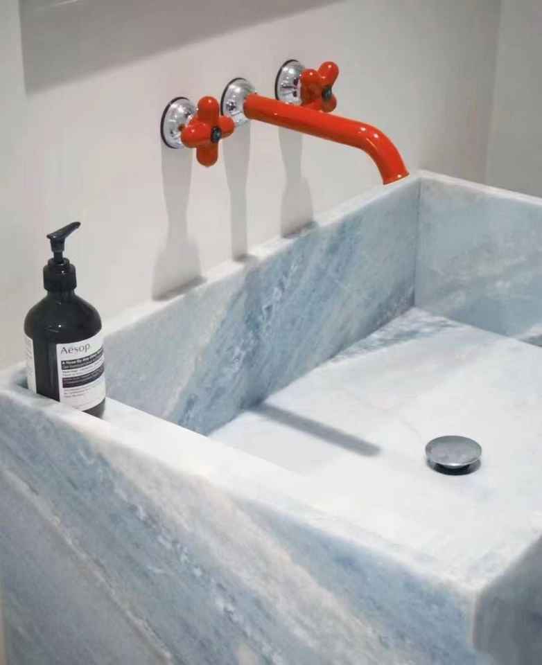 Chậu rửa mặt sứ đá cẩm thạch màu xanh thanh lịch