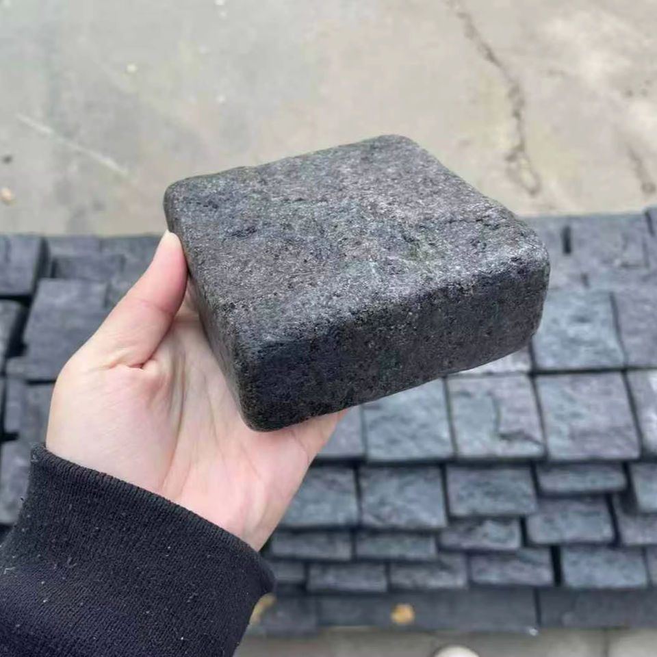 Gạch lát sân vỉa hè cổ điển bán buôn hình khối đá phiến đen tự nhiên