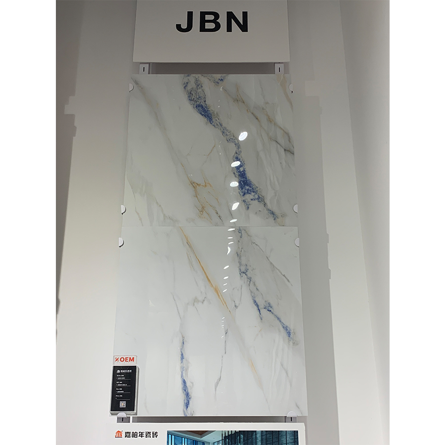 Gạch men sứ mài bóng vân đá cẩm thạch thiết kế hiện đại 60x60, sản xuất tại Trung Quốc