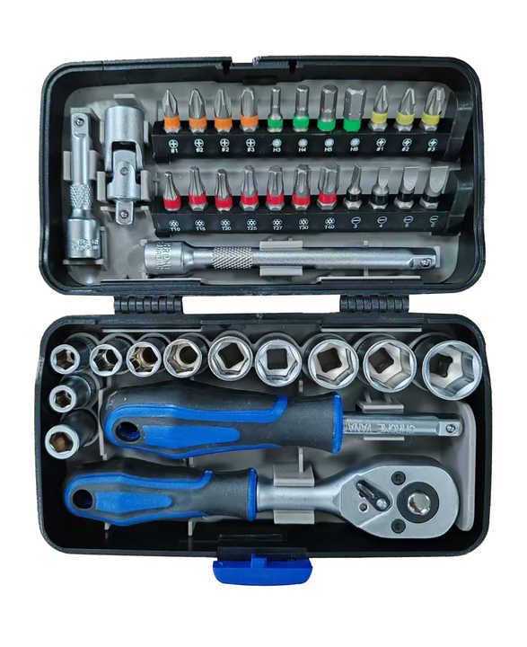 Bộ dụng cụ cờ lê tay cầm 38 món, hộp đựng bằng kim loại