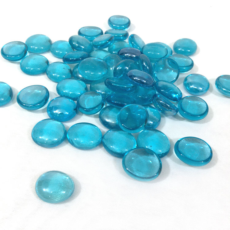 Đá thủy tinh tròn dẹt Aqua Bule trang trí bể cá & bình hoa