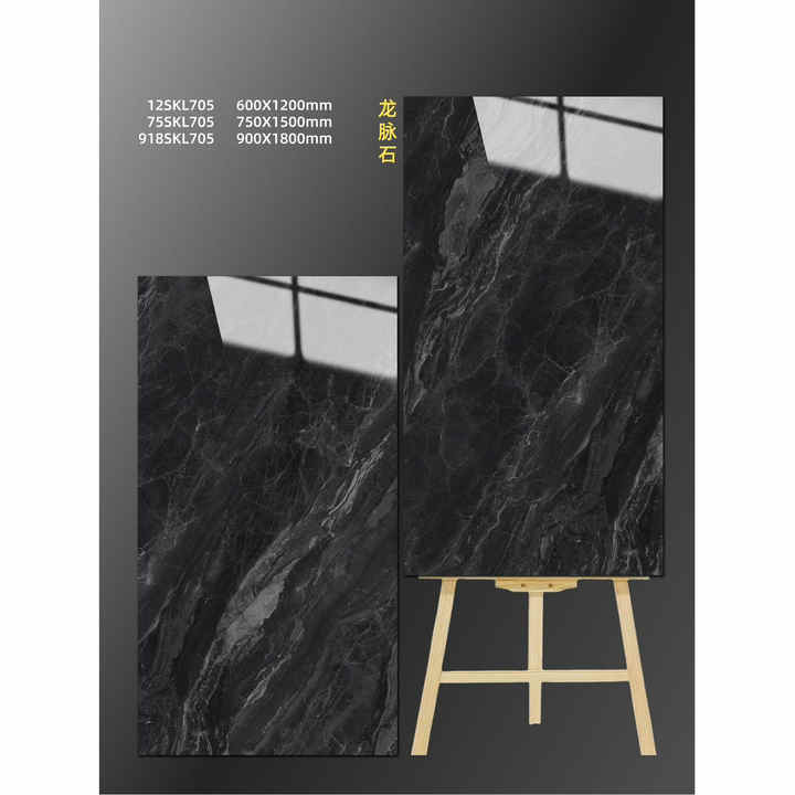 Gạch đá cẩm thạch đen sang trọng 60x120 cm cho tường phòng tắm và sàn phòng khách & phòng ngủ khách sạn