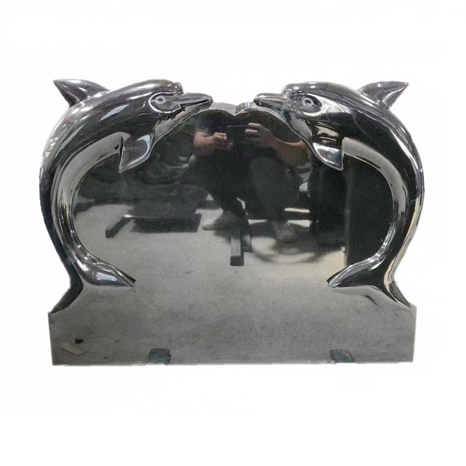 Đầu cá heo bằng đá granite đen