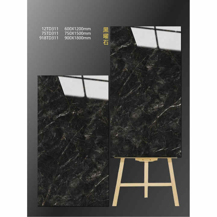 Gạch đá cẩm thạch đen sang trọng 60x120 cm