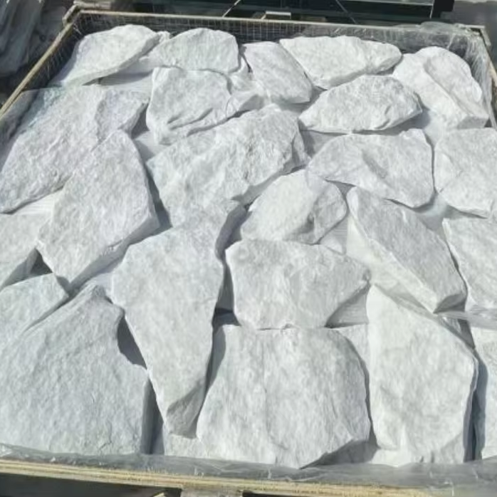 Tấm ốp đá xếp chồng ngoại thất đá phiến tự nhiên đá văn hóa đá quartzite tinh thể trắng