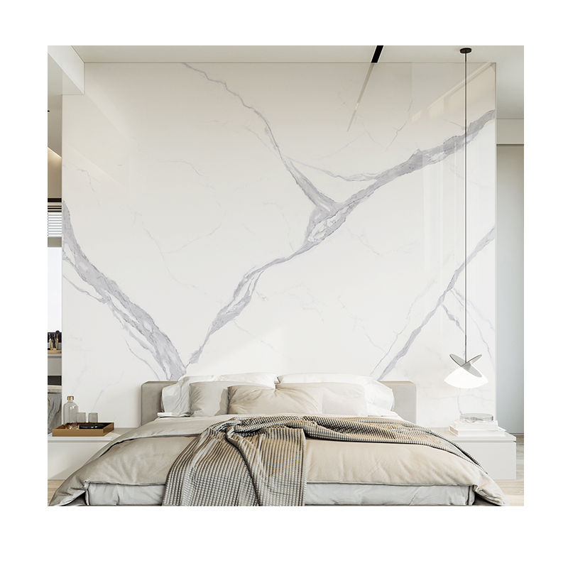 Gạch Porcelain Ốp Sàn Tường Đá Nung Kết Trắng Bóng, Họa Tiết Liền Mạch Vô Tận, Giá Rẻ Bán Sỉ 800x2600mm