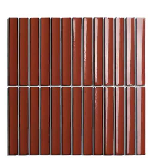 Gạch MOSAIC ốp tường nền men bóng Crystal Glaze màu đỏ đậm