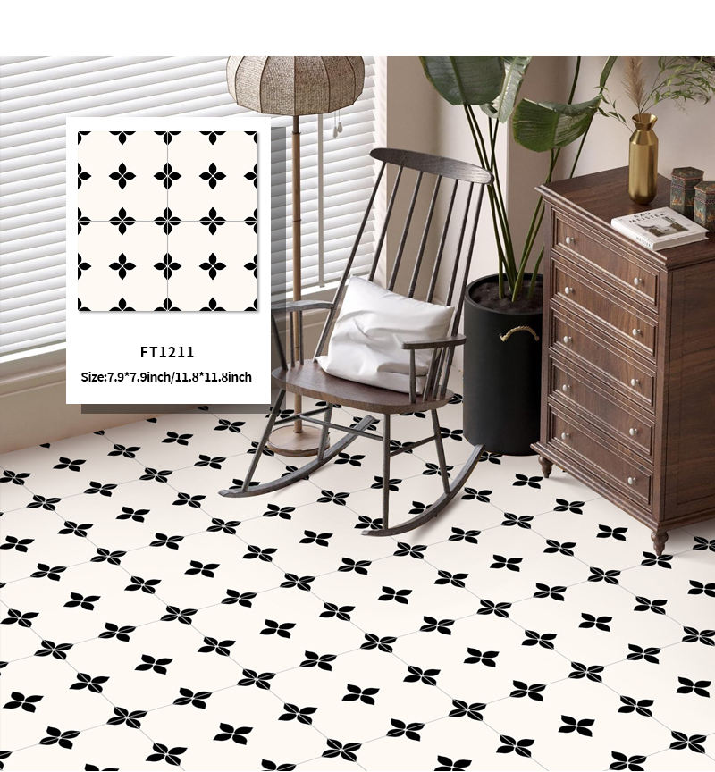 JORUNNS Gạch Lát Sàn Vinyl Bóc Dán Chống Thấm Nước Họa Tiết Bàn Cờ cho Nhà Bếp, Phòng Tắm, Phòng Khách, Phòng Ngủ