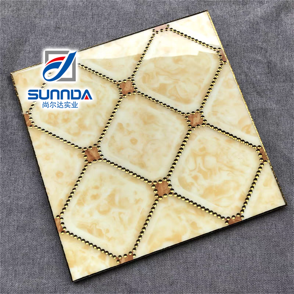 Gạch Lát Sàn Sứ Porcelain Vân Thảm Bề Mặt Bóng Tráng Men Mạ Vàng Họa Tiết Hoa Lá Tùy Chỉnh Chất Lượng Phật Sơn 600x600