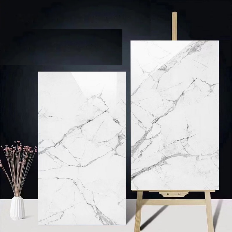 Viên gạch ốp lát khổ lớn men bóng giả đá cẩm thạch trắng Carrara cao cấp 600x1200