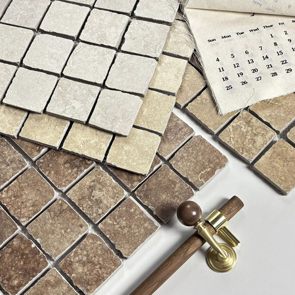 Gạch Mosaic Màu Be Đá Vôi Tự Nhiên Màu Cà Phê Phong Cách Hiện Đại Cổ Điển