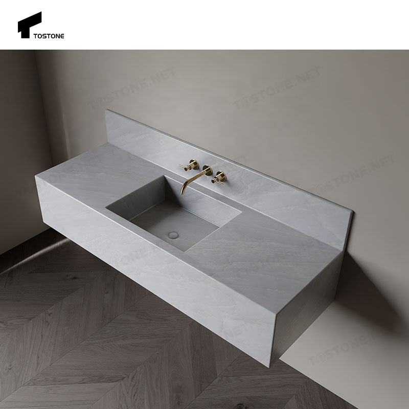 Tostone Chậu rửa phòng tắm bằng đá cẩm thạch trắng Hoàng gia tự nhiên, đơn giản và phong cách, có thể tùy chỉnh cho trang trí nội thất căn hộ, khách sạn, biệt thự.