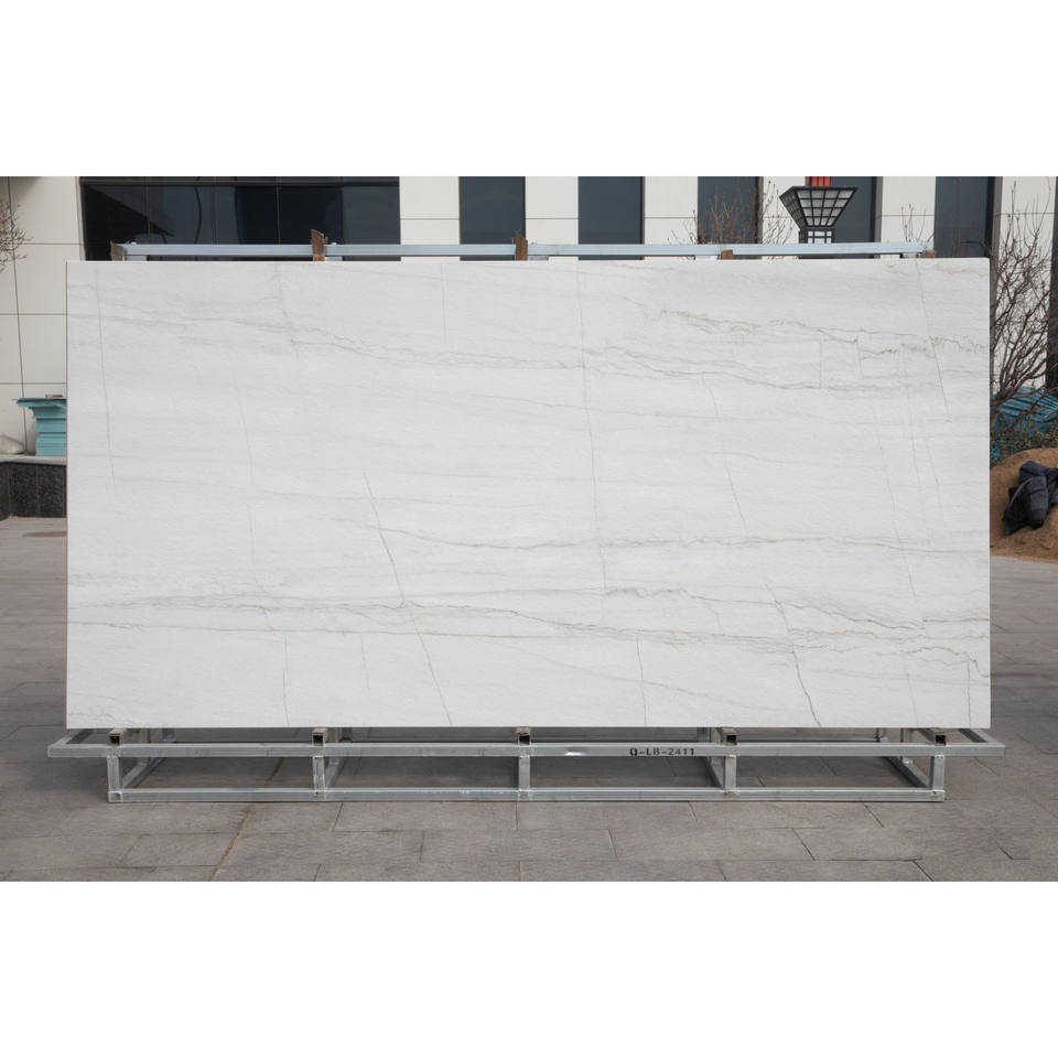 Tấm Đá Nung Kết Brazil Statuario Vân Xám Cho Mặt Bàn Đảo Bếp Sang Trọng