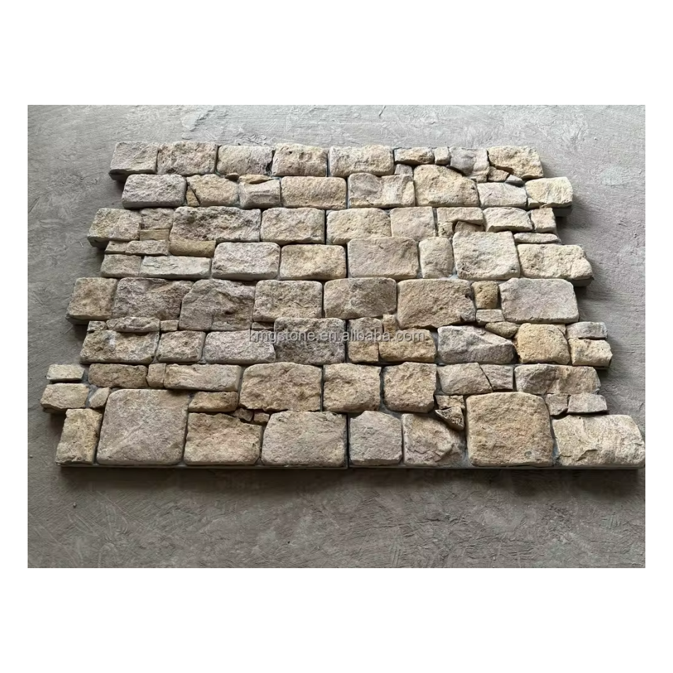 Tấm Ốp Tường Ngoại Thất Đá Phiến Vôi Vàng Tự Nhiên Thiết Kế Hiện Đại