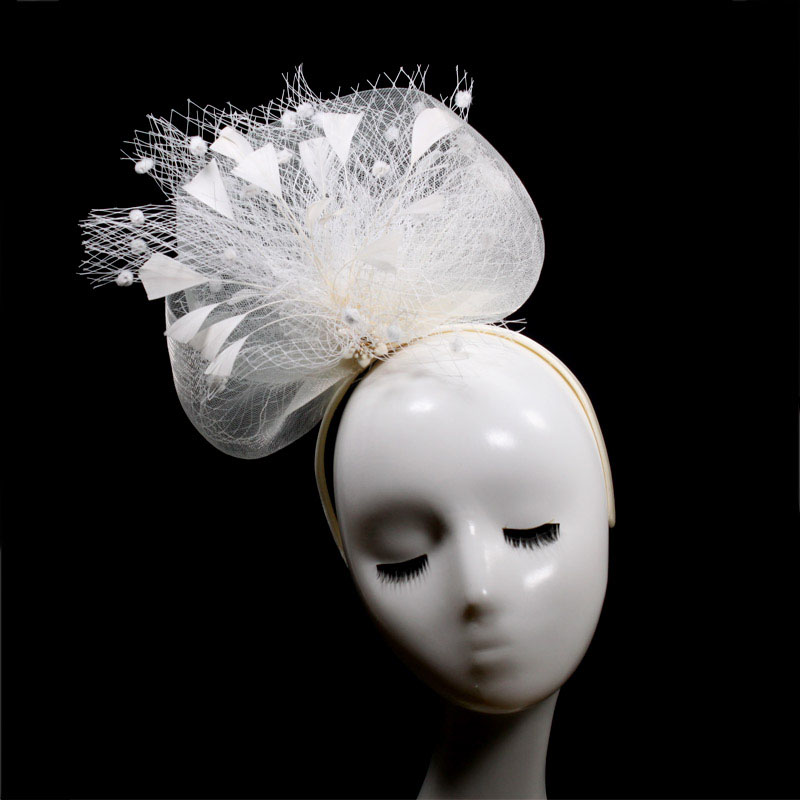 Mũ Fascinator Sinamay Hoàng Gia Tiệc Cưới Derby Hoa Lưới Lông Vũ Nữ Đi Nhà Thờ