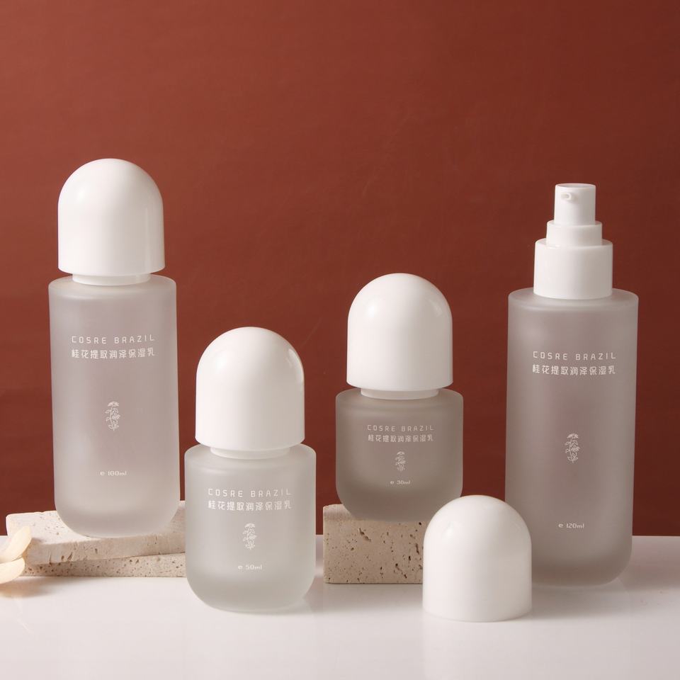 Chai thủy tinh đựng mỹ phẩm tinh gọn, đáy dày, trong mờ, có vòi bơm, dùng cho Serum Lotion Kem