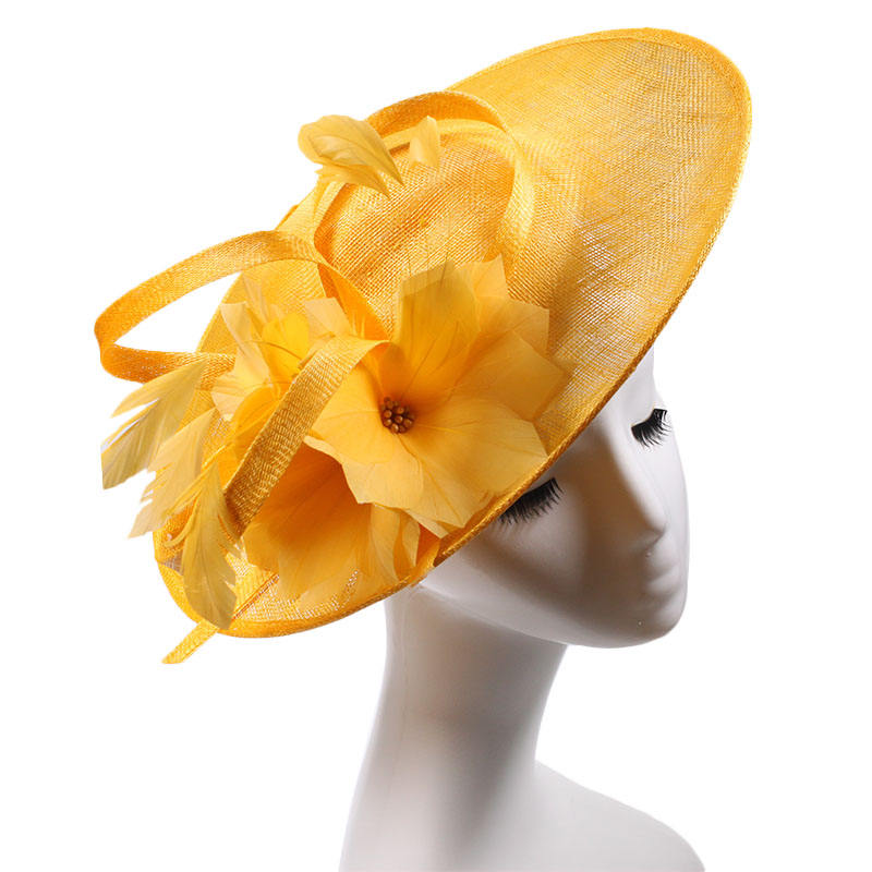 Ưu Đãi Hot Bán Sỉ Mũ Đội Đầu Fascinator Cô Dâu Lông Vũ Sinamay Tùy Chỉnh, Mũ Kentucky Derby Nữ, Mũ Đi Nhà Thờ Nữ Dành Cho Đám Cưới Ngoài Trời