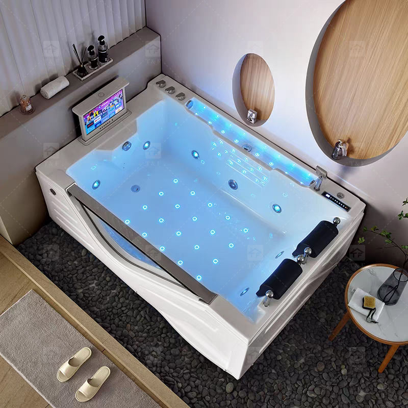 Bồn tắm massage sục xoáy Jacuzzi spa sóng Acrylic độc lập hai chỗ ngồi 1900mm màu trắng dành cho 2 người lớn