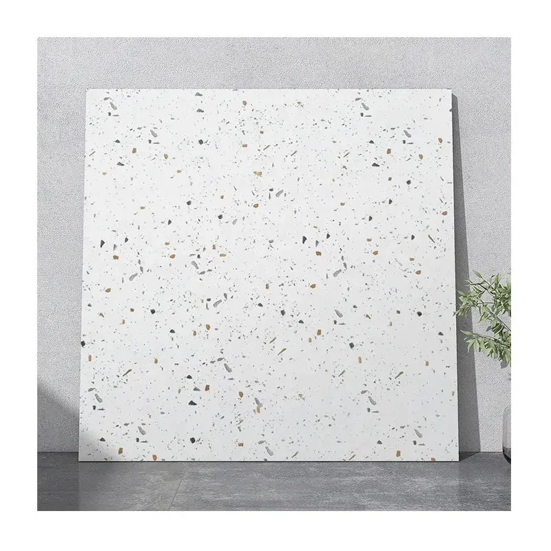 Gạch lát sàn Terrazzo hạt nhỏ nhiều màu sắc, hiệu ứng mờ giả cổ, gạch sứ/men Porcelain chống trượt 800x800mm, dùng cho gia đình và công trình.