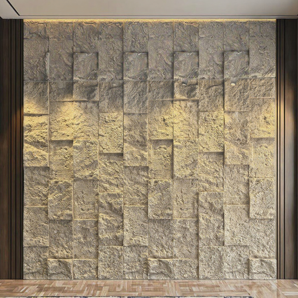 Tấm ốp trang trí tường nền đá nhân tạo PU hiện đại giả đá văn hóa và đá vôi nội ngoại thất
