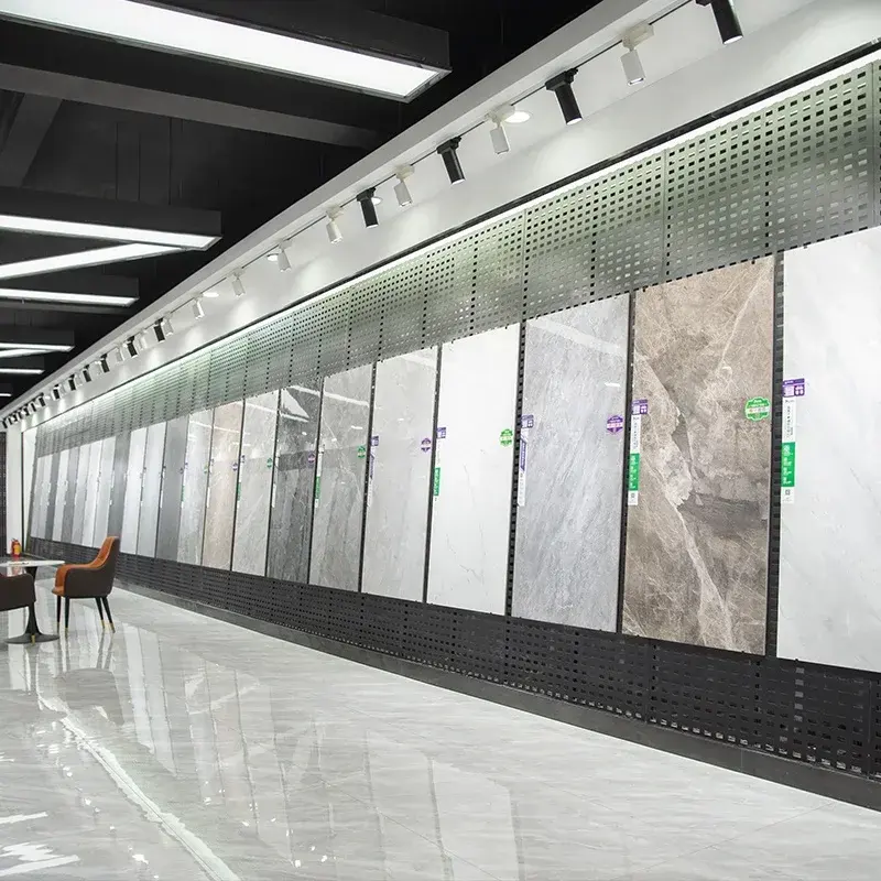 Gạch sứ/ceramic ốp tường và lát sàn chống trượt 400x800mm, màu trắng bóng, họa tiết vân đá cẩm thạch liên tục vô hạn