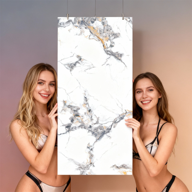 Gạch Porcelain trang trí ốp tường sàn cao cấp hiện đại chống trượt 600x1200mm kiểu gạch chịu lửa vân đá cẩm thạch nghệ thuật