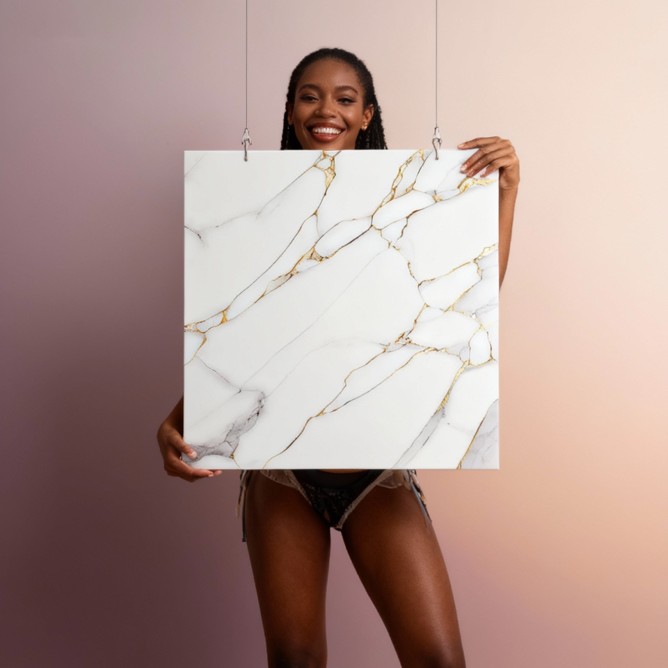 Gạch Sứ Cao Cấp Vân Đá Cẩm Thạch Trắng Tuyết 60x60cm