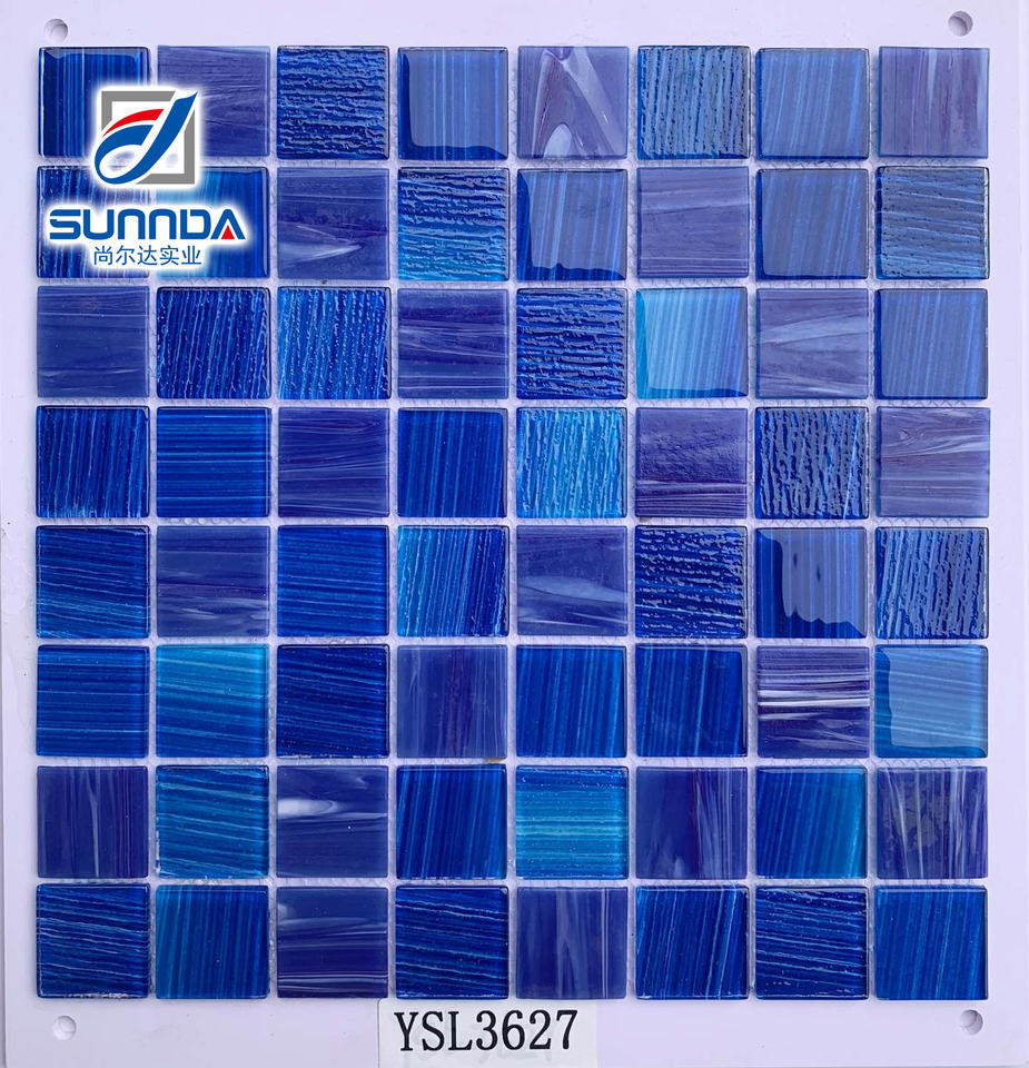 Gạch Mosaic Kính Màu Xanh Dương Dùng Cho Hồ Bơi Chất Lượng Cao Bán Chạy Nóng Chảy