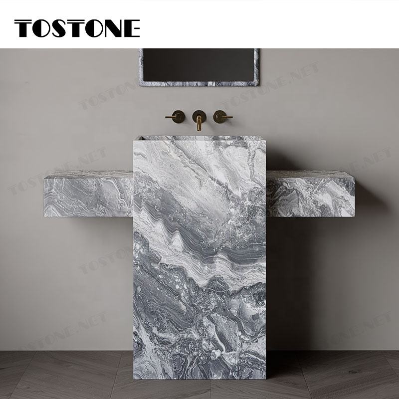 Mặt bàn trang điểm phòng tắm đứng độc lập Tostone đá cẩm thạch nâu Venice tự nhiên sang trọng bề mặt mài