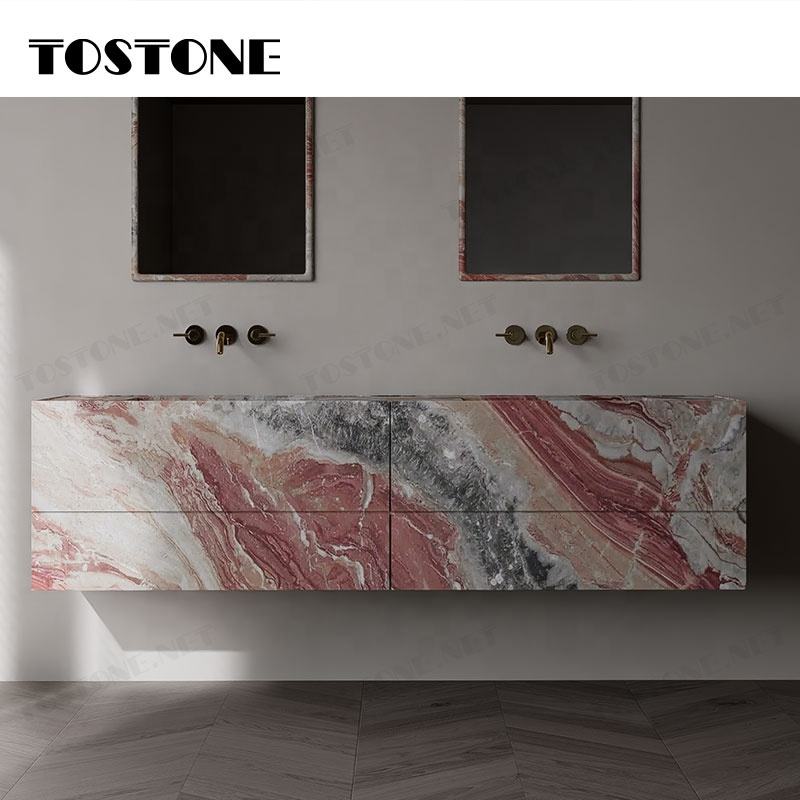 Tostone Bàn trang điểm sang trọng bằng đá cẩm thạch đỏ Monica bền bỉ cao cấp