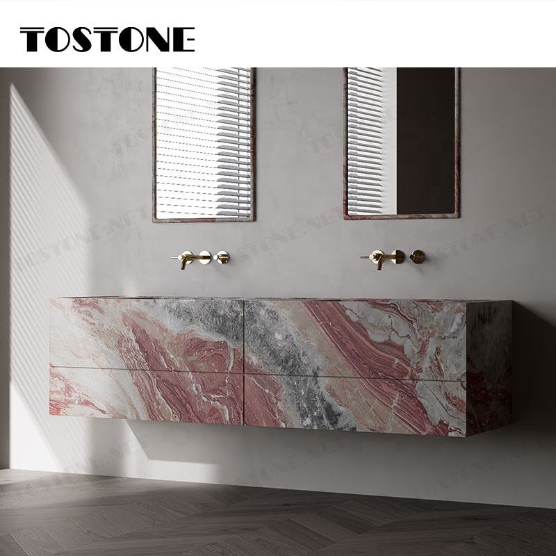 Tostone Bàn Lavabo Đá Cẩm Thạch Đỏ Monica Cổ Điển Bền