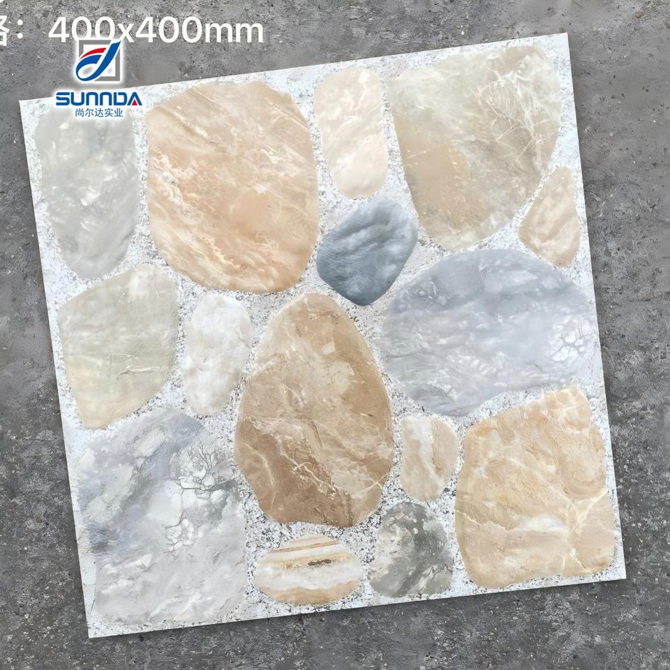 30x30 40x40cm Gạch lát sàn gốm sứ Porcelain ngoài trời chống trượt, vân đá cuội, bề mặt mờ