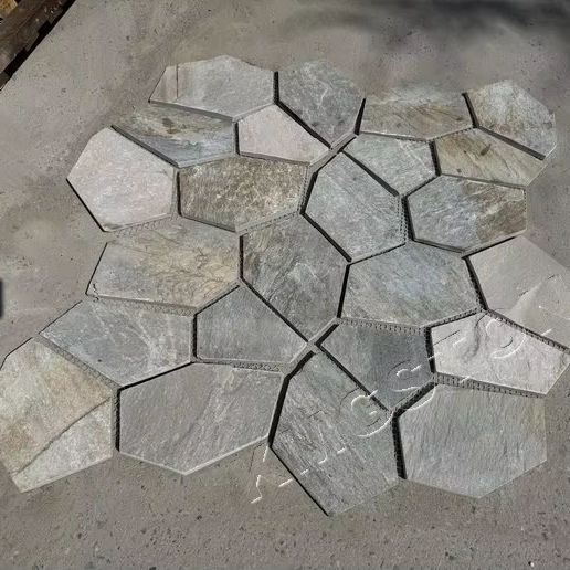 Đá Lát Phiến Tự Nhiên Màu Hỗn Hợp Không Đều, Chẻ Ngẫu Nhiên Kiểu Lát Ngẫu Hứng Bền Dùng Cho Cảnh Quan Sân Vườn Lối Đi Ngoại Thất