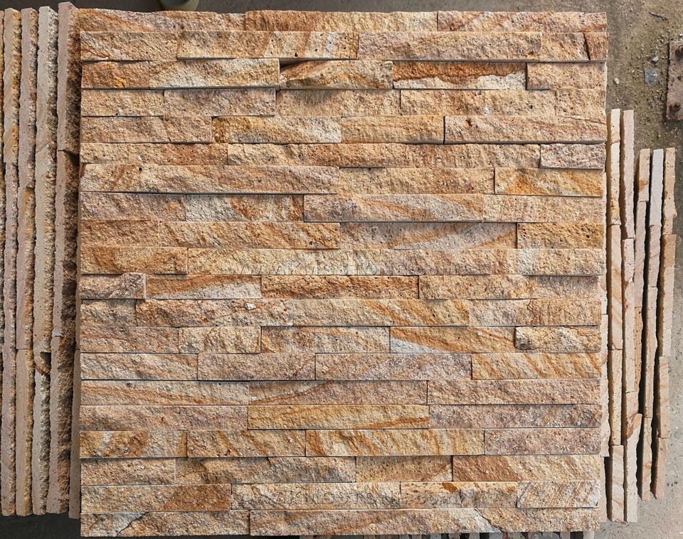 Tấm ốp veneer đá sa thạch vàng tự nhiên kháng axit bền chất lượng cao bảo hành 5 năm sử dụng trong nhà và ngoài trời