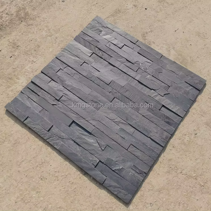 Tấm ốp tường đá phiến đen tự nhiên bề mặt chẻ kháng axit, trang trí tường văn hóa nội ngoại thất hiện đại