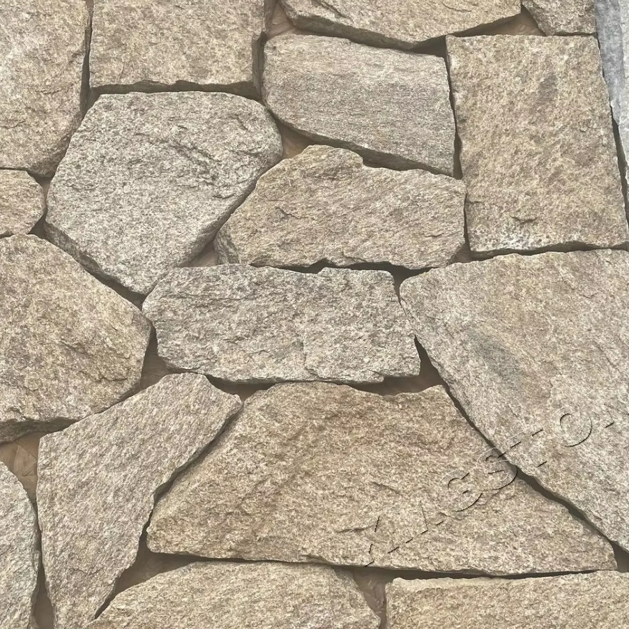 Đá phiến rời ngẫu nhiên Vàng Hổ tự nhiên hiện đại - Trang trí tường ngoài trời bền, kháng axit