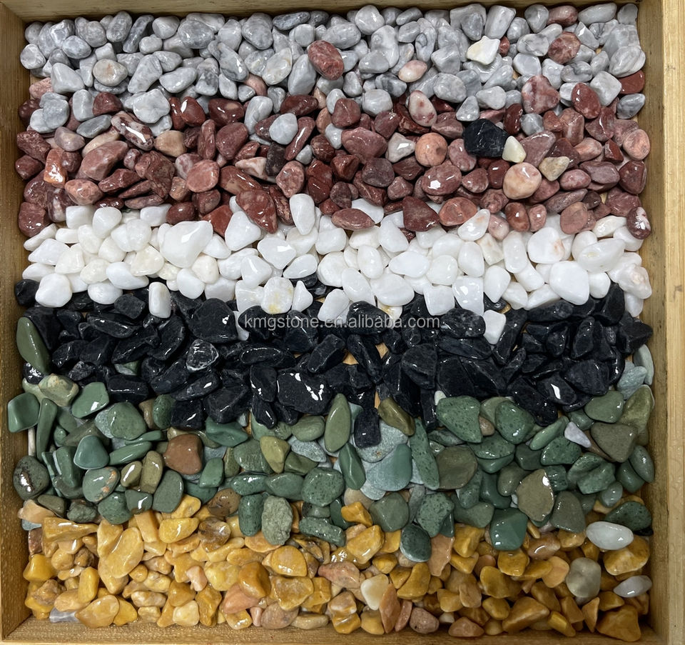 Bán buôn nhà máy KMGSTONE Đá tự nhiên Dăm đá cẩm thạch nhiều màu Sỏi cuội Bền Không độc hại Bảo hành 5 năm Lát nền hiện đại