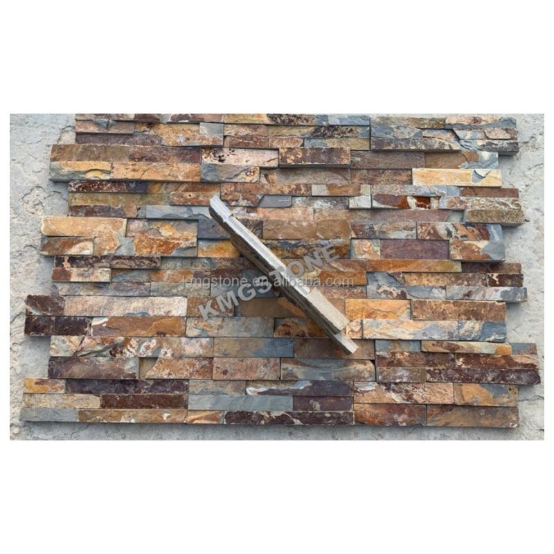 Khối ốp tường đá tự nhiên mộc mạc đa sắc hiện đại ngoài trời cắt theo kích thước bề mặt chẻ kháng axit chống xói mòn