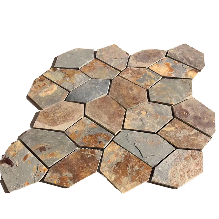 Gạch lát đá phiến trắng hoa văn kiểu Pháp hiện đại màu vàng kim dùng lát hồ bơi đang giảm giá sốc