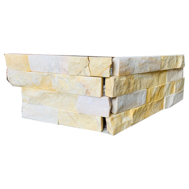 Yellow Culture Natural Marble Slab Outdoor Stone Panels with Slate Calcite Types Including Split Surface Finish