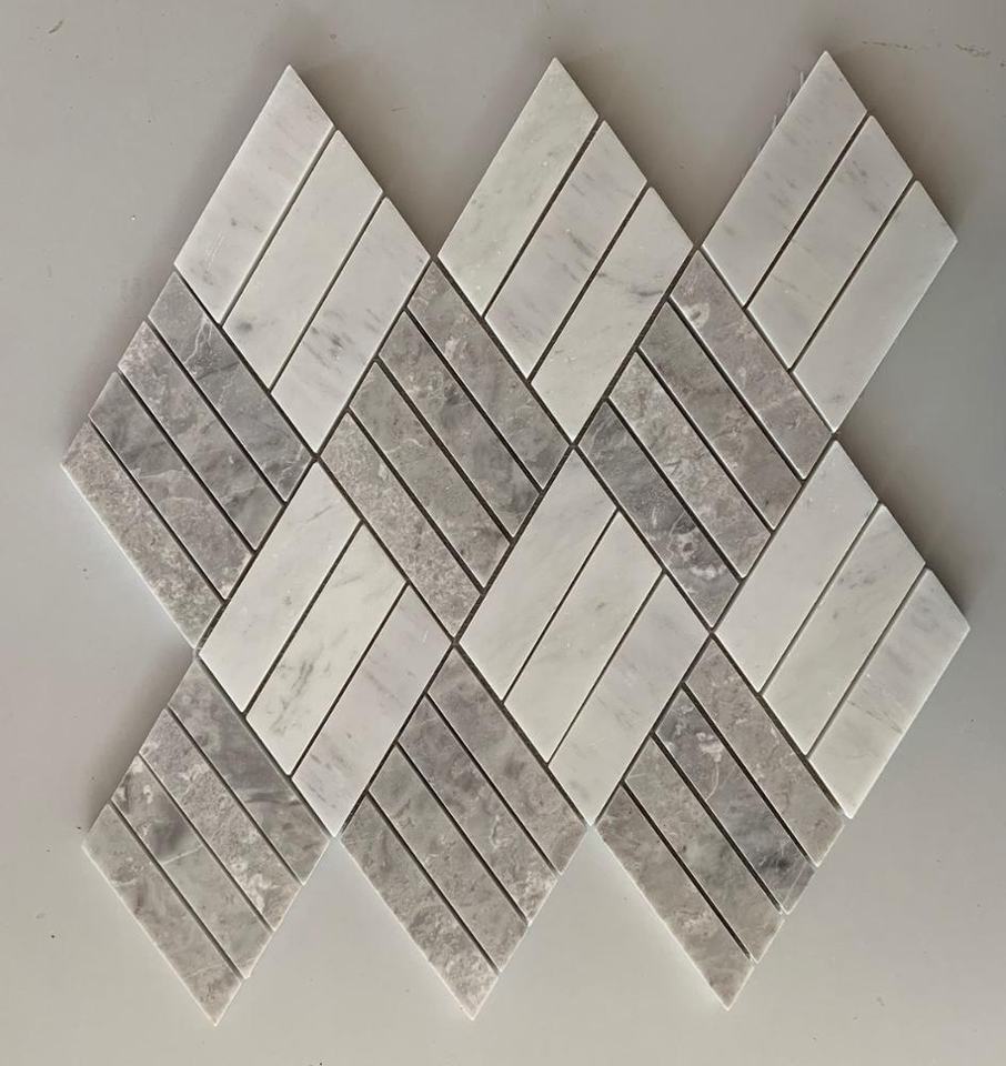 Gạch khảm đá cẩm thạch xám sữa hiện đại 10mm, bề mặt bóng