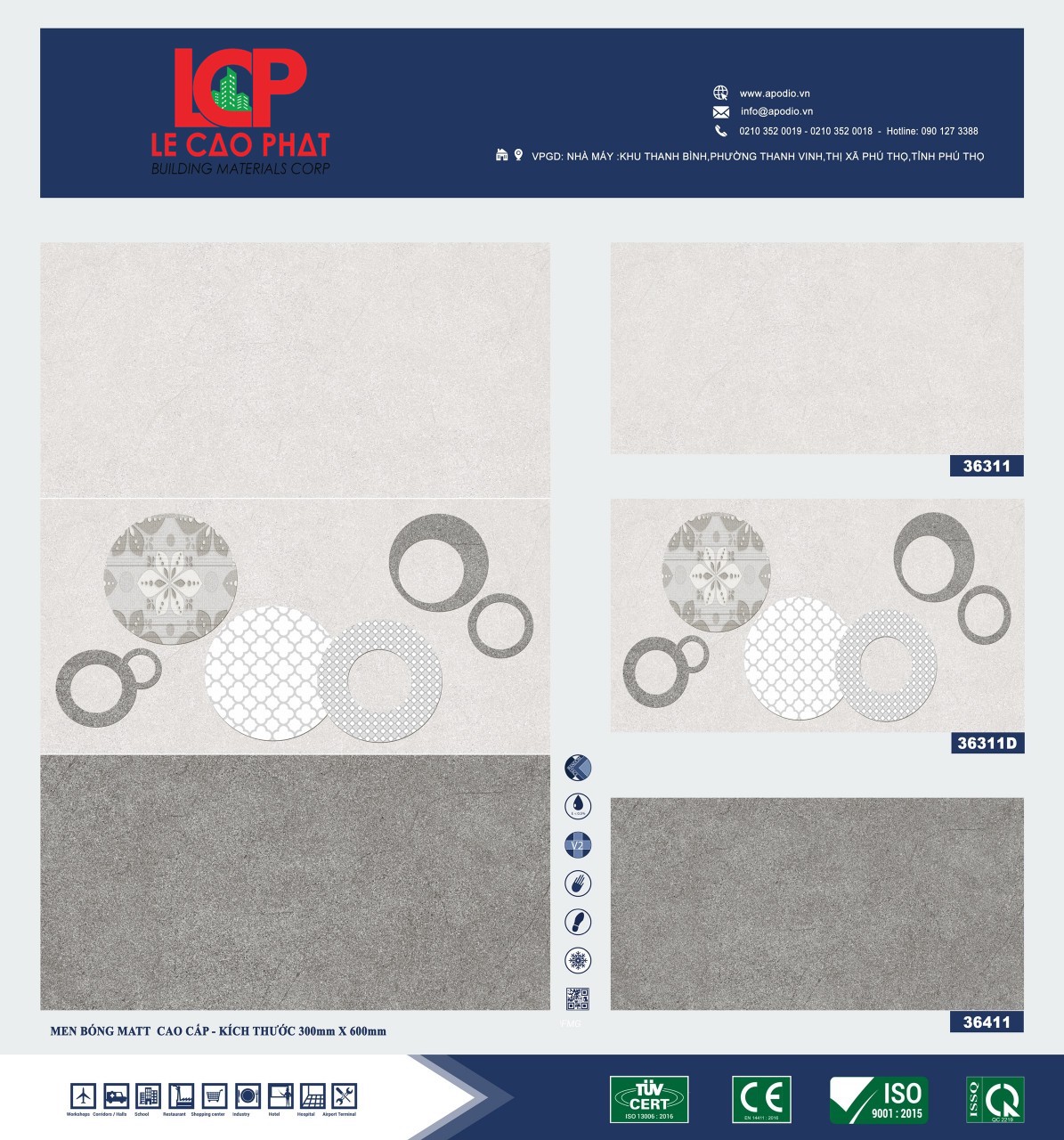 Gạch ốp lát Apodio 36311 36311D 36411