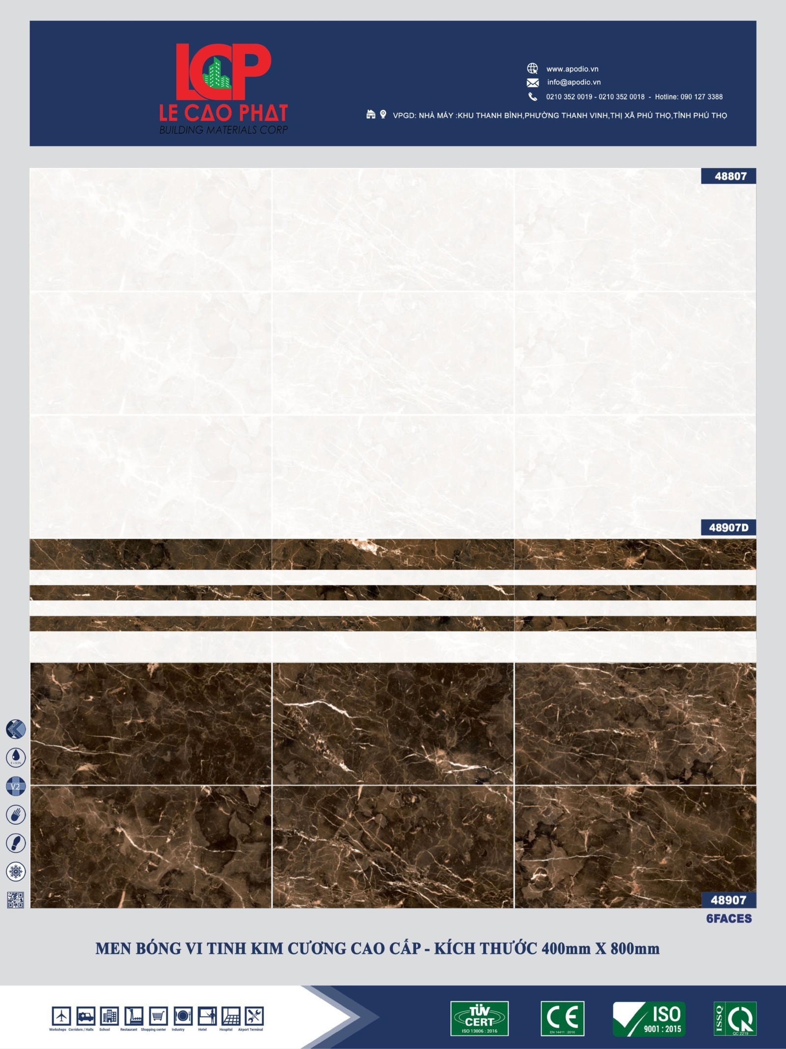 Gạch ốp lát Apodio 48807 48907D 48907
