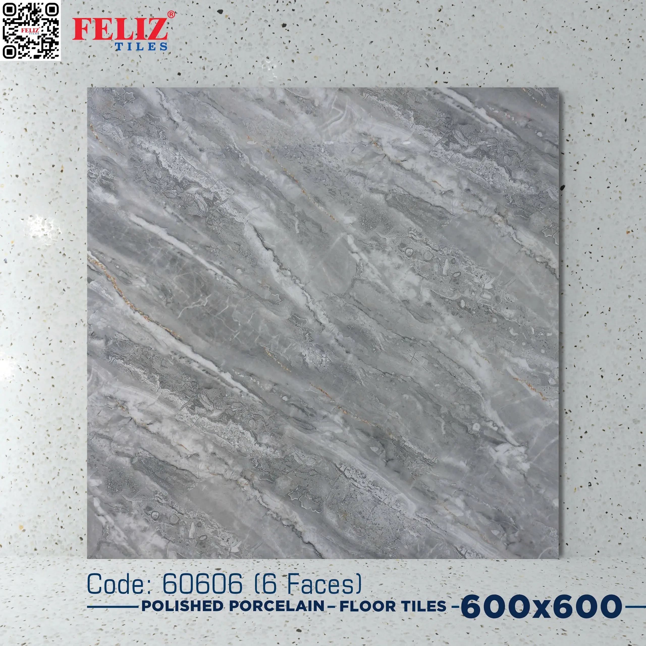 Gạch lát Việt Nam, Xương đá xám bóng, 60606, KT 600x600mm (4 viên/thùng/1,44m2)