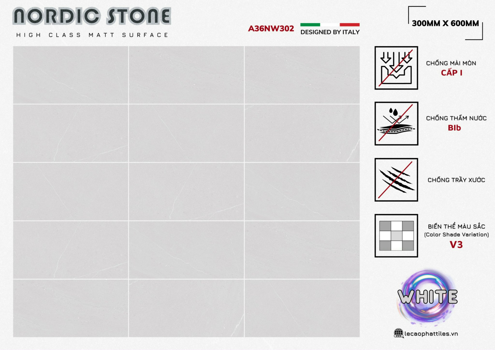Gạch ốp lát Apodio A36NW302 (Matt)